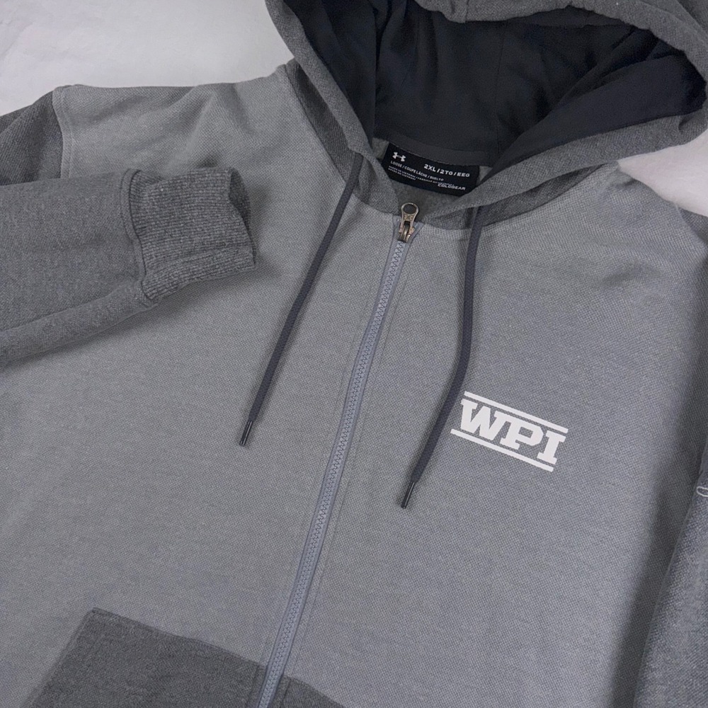 Under Armour Hoodie Men 2XL Grey WPI Full Zip ColdGear Colorblock UM7351